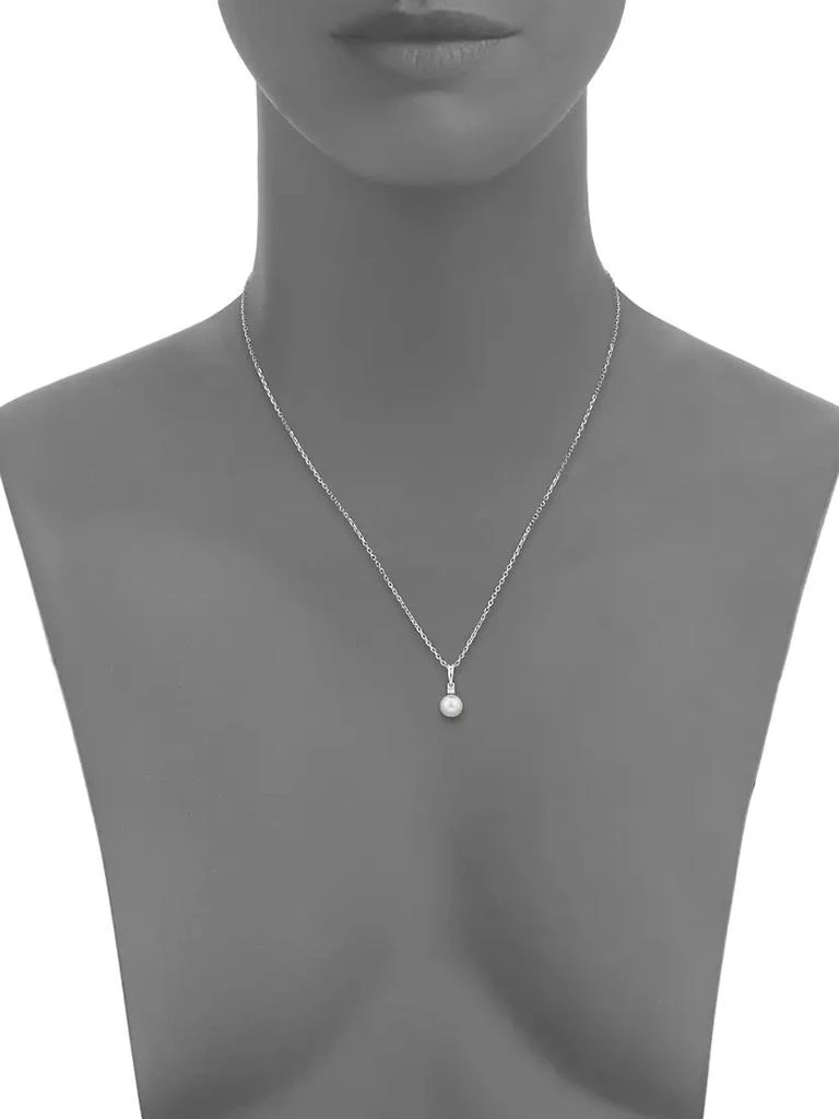 商品Mikimoto|18K White Gold, 6MM White Cultured Akoya Pearl & Diamond Pendant Necklace,价格¥9745,第2张图片详细描述