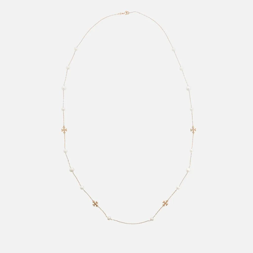 商品Tory Burch|Tory Burch Women's Kira Pearl Long Necklace - Tory Gold/Ivory,价格¥1786,第2张图片详细描述