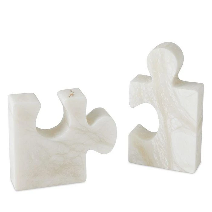 商品Global Views|Jigsaw Bookends in White, Set of 2,价格¥4844,第1张图片