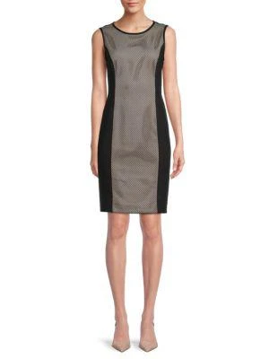 商品Karl Lagerfeld Paris|Mesh Panel Sheath Dress,价格¥338,第1张图片