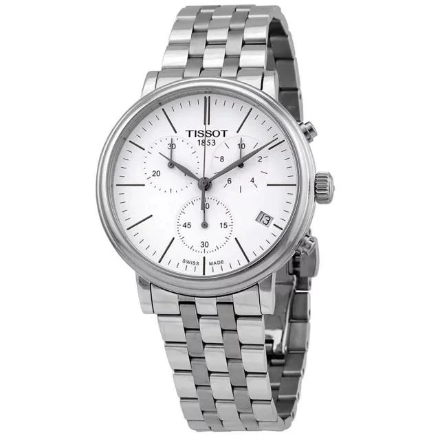 商品Tissot|Tissot T-Classic Carson Premium Chronograph Quartz White Dial Watch T122.417.11.011.00,价格¥3064,第1张图片