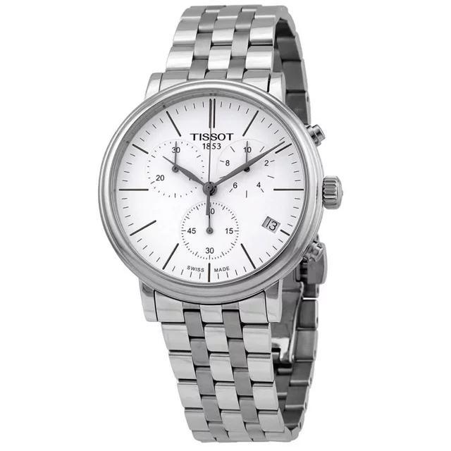 商品Tissot|Tissot T-Classic Carson Premium Chronograph Quartz White Dial Watch T122.417.11.011.00,价格¥2803,第1张图片