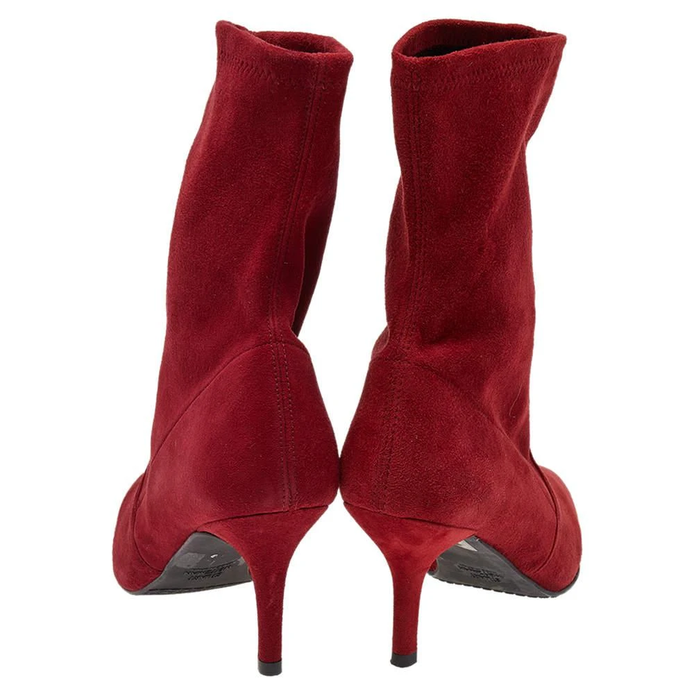 商品Stuart Weitzman|Stuart Weitzman Red Suede Ankle Length Boots Size 37.5,价格¥801,第5张图片详细描述