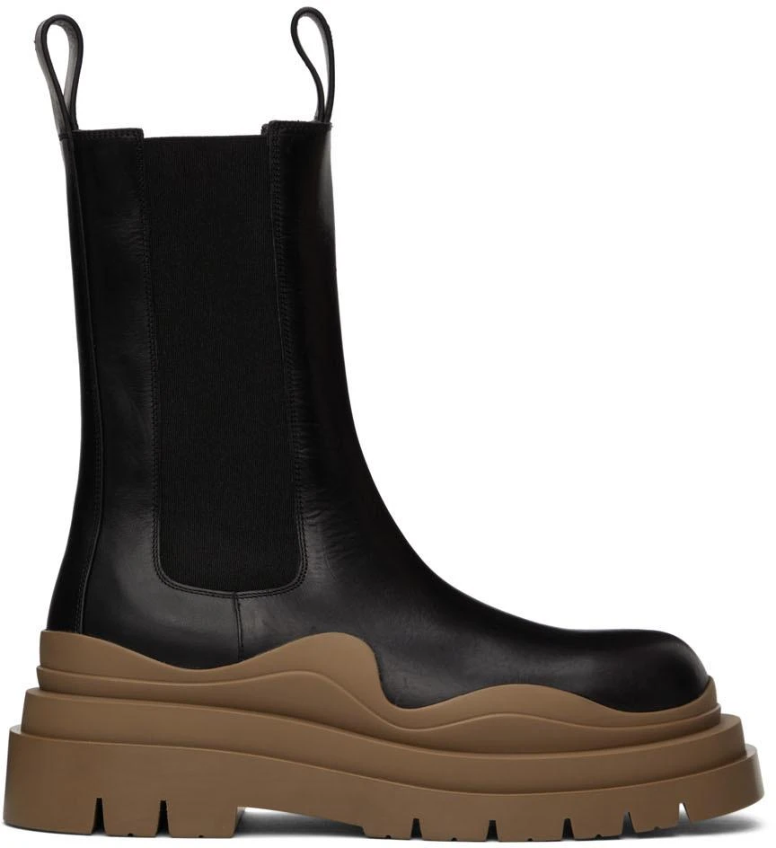 商品Bottega Veneta|Black & Taupe Tire Chelsea Boots,价格¥10996,第1张图片