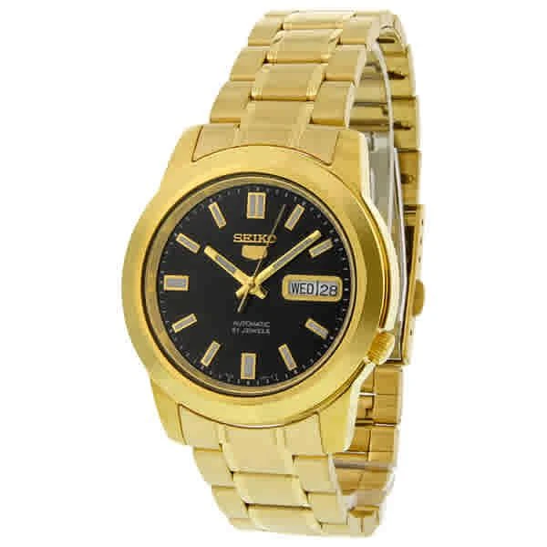 商品Seiko|Seiko 5 Automatic Black Dial Yellow Gold-tone Mens Watch SNKK22,价格¥996,第2张图片详细描述