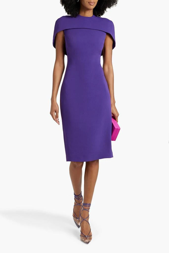 商品Badgley Mischka|Cape-effect crepe dress,价格¥1486,第2张图片详细描述