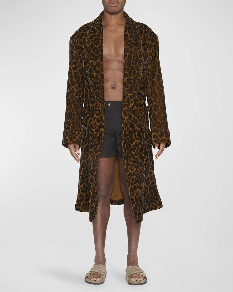 商品Tom Ford|Men's Leopard-Print TF-Logo Robe,价格¥4541,第3张图片详细描述