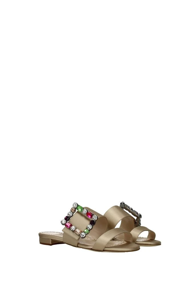 商品Manolo Blahnik|Slippers and clogs Satin Beige Mud,价格¥2812,第2张图片详细描述