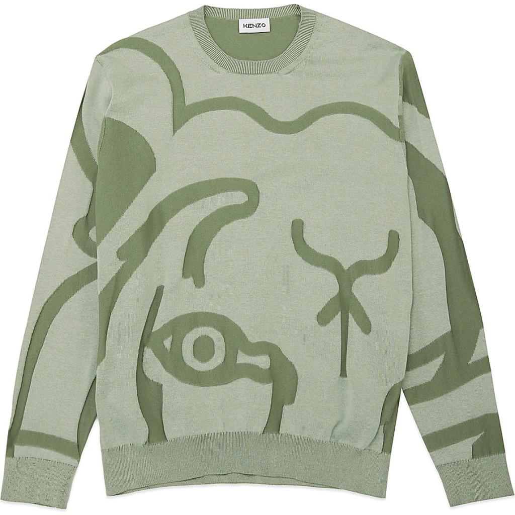 K-Tiger Knit Pullover Sweater - Sage Green商品第1张图片规格展示