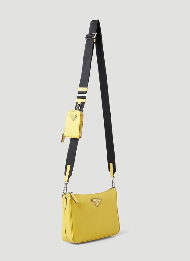 Logo Plaque Crossbody Bag in Yellow商品第2张图片规格展示