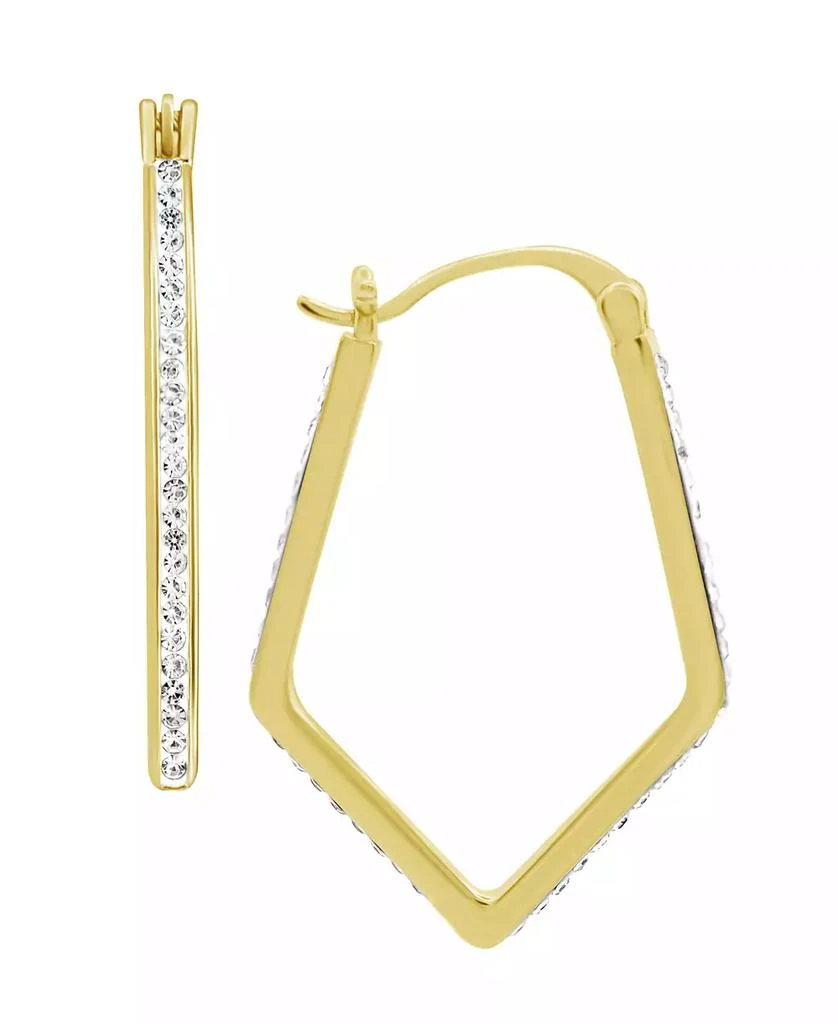 商品Essentials|Clear Crystal Pave Geometric Hoop Earring, Gold Plate and Silver Plate,价格¥378,第1张图片