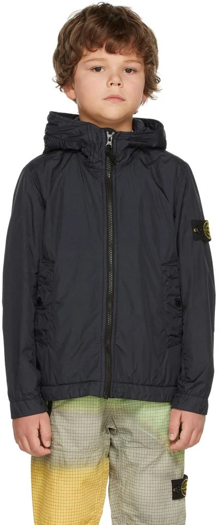 商品Stone Island Junior|Kids Navy Crinkle Reps Hooded Jacket,价格¥1099,第2张图片详细描述