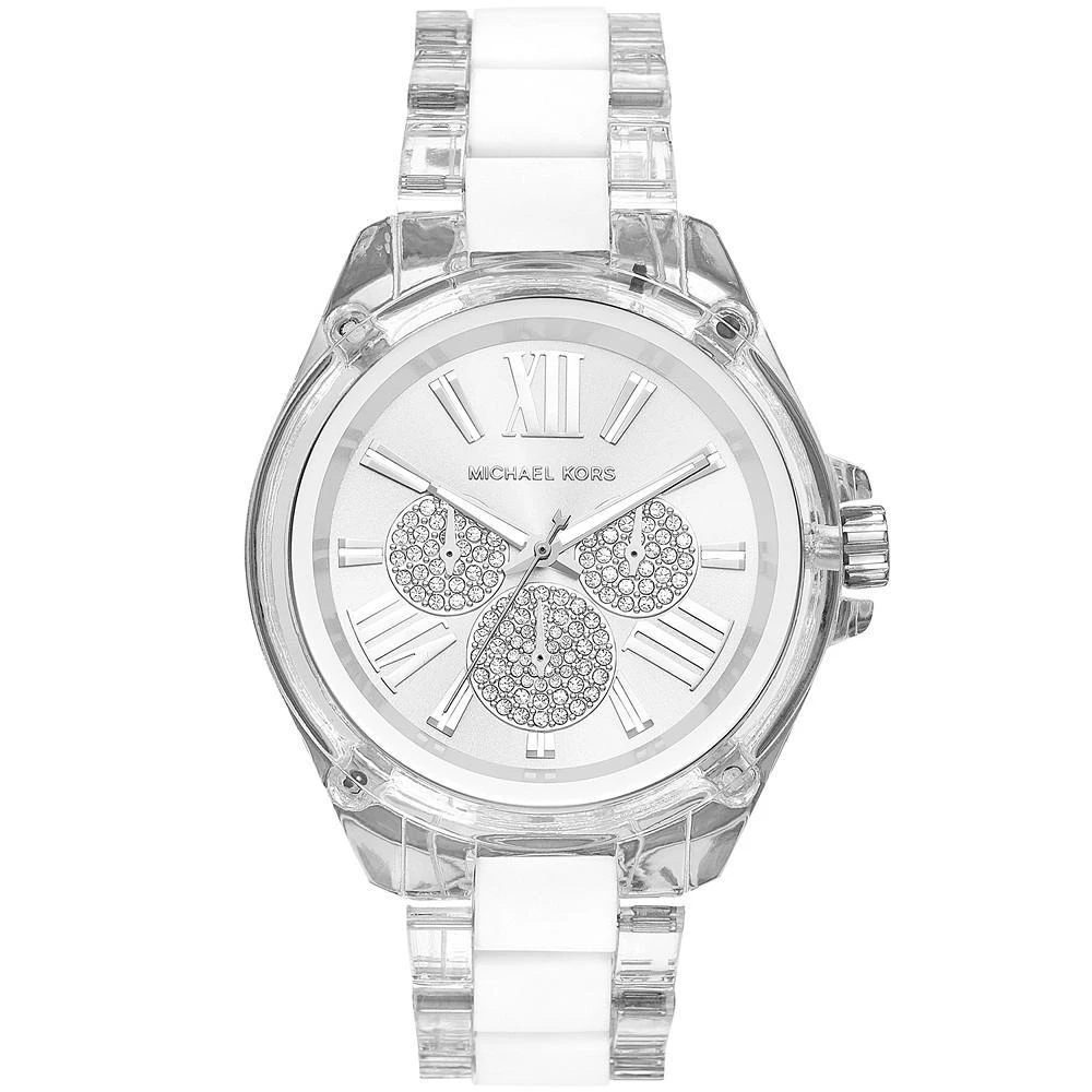 商品Michael Kors|Women's Wren Clear Acetate  White Silicone Bracelet Watch 42mm,价格¥1132,第1张图片