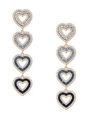 Willow Goldplated & Cubic Zirconia Heart Drop Earrings商品第1张图片规格展示