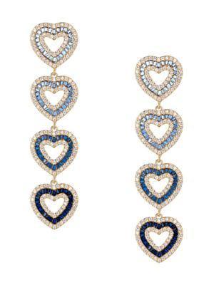 商品Eye Candy LA|Willow Goldplated & Cubic Zirconia Heart Drop Earrings,价格¥455,第1张图片