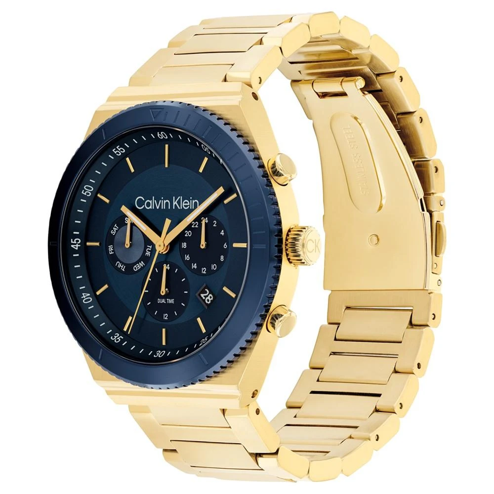 商品Calvin Klein|Men's Gold-Tone Stainless Steel Bracelet Watch 44.5mm,价格¥1243,第2张图片详细描述