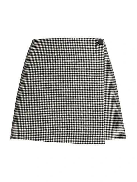 商品Alice + Olivia|Renna Houndstooth Wrap Miniskirt,价格¥849,第1张图片