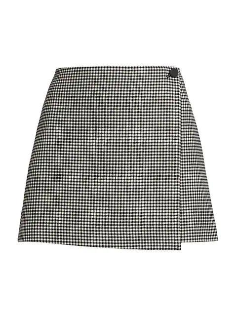 商品Alice + Olivia|Renna Houndstooth Wrap Miniskirt,价格¥1117,第1张图片