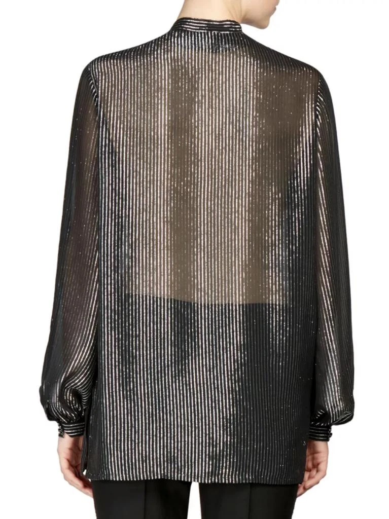 商品Yves Saint Laurent|Silk Metallic Stripe Tie-Neck Blouse,价格¥5345,第2张图片详细描述