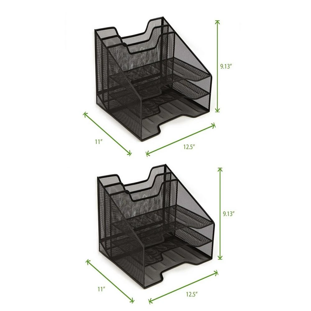 Mesh Desk Organizer With 5 Trays, 2 Pack, Black 商品