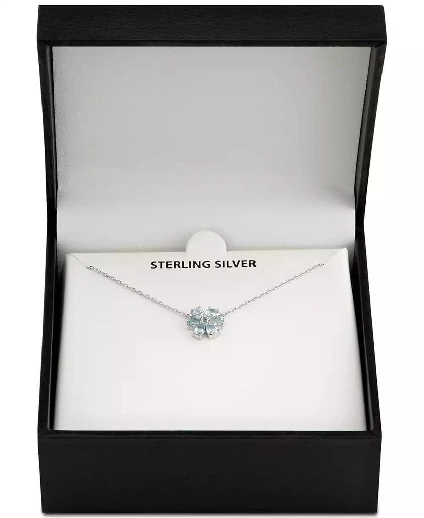 商品Macy's|Blue Topaz (1-1/5 ct. t.w.) & White Topaz Accent Flower 18" Pendant Necklace in Sterling Silver,价格¥756,第3张图片详细描述