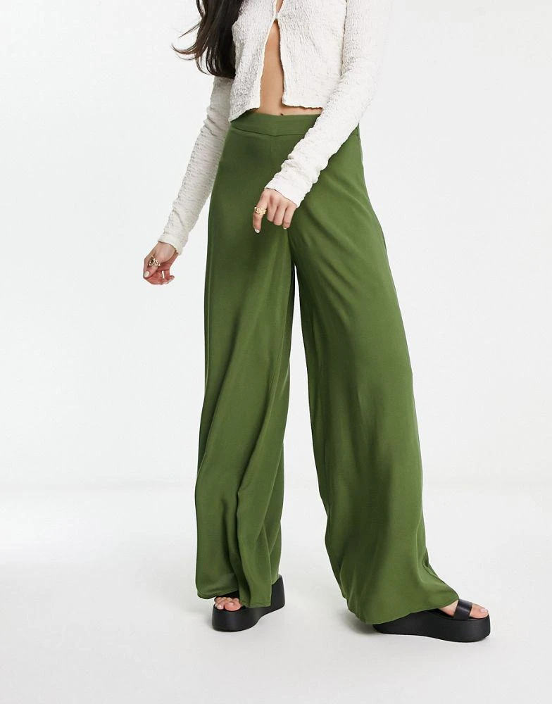 商品ASOS|ASOS DESIGN palazzo trouser in khaki,价格¥145,第1张图片