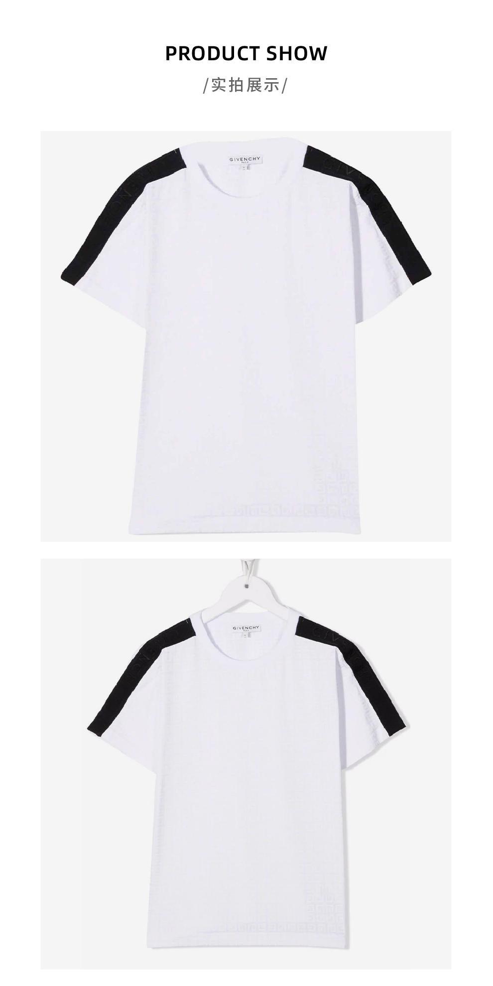 商品Givenchy|大童款 黑白肩条纹圆领T恤【香港仓极速发货】,价格¥1517,第5张图片详细描述