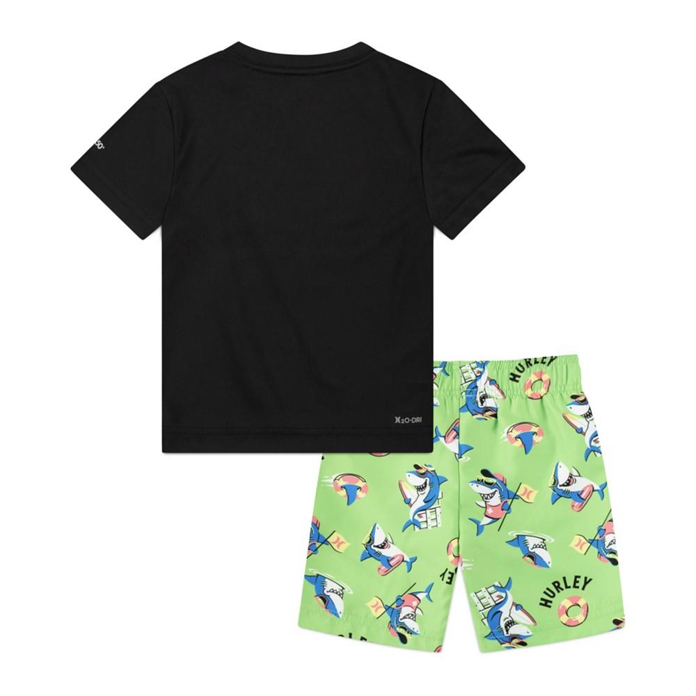 Toddler Boys Shark Patrol Short Sleeve Top and Shorts Swim Set, 2 Piece商品第2张图片规格展示