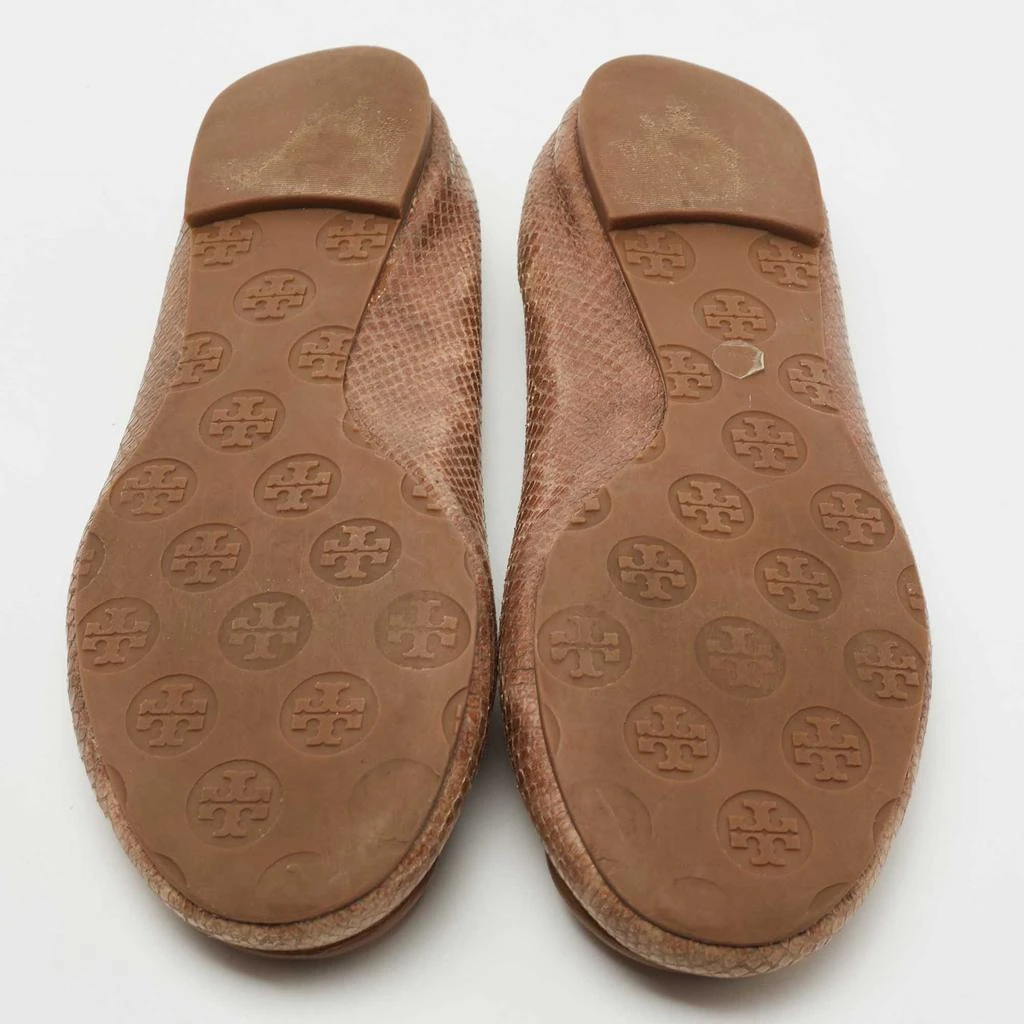 Tory Burch Light Brown Python Embossed Leather Reva Ballet Flats Size 39 商品