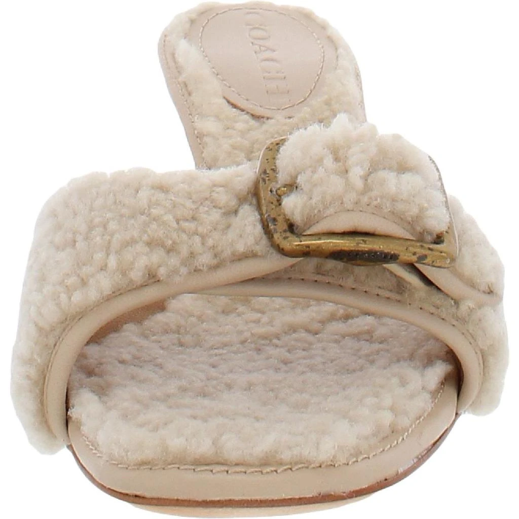 商品Coach|Coach Womens Shearling Buckle Mule Shearling Sheepskin Kitten Heels,价格¥312,第2张图片详细描述