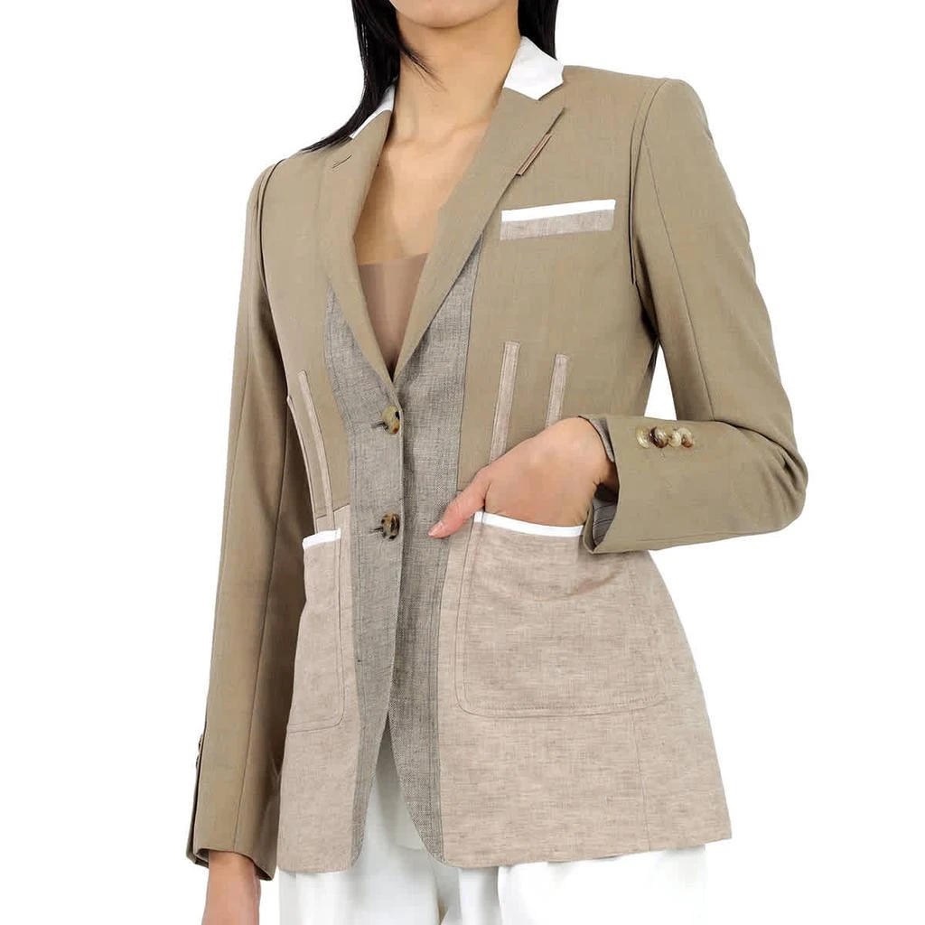 商品Burberry|Ladies Pecan Melange Tape Detail Mix Media Blazer,价格¥5077,第1张图片