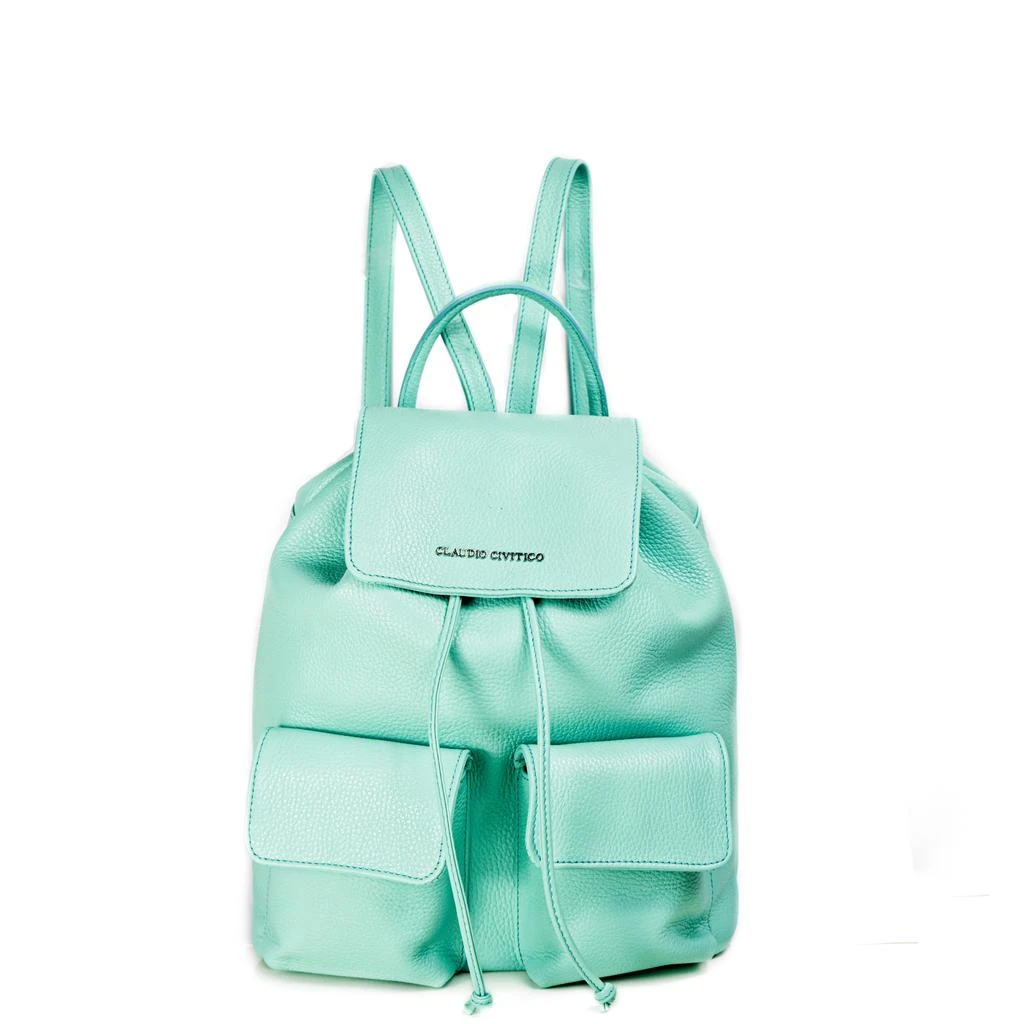 商品Claudio Civitico|Pebbled Leather Backpack Light Green,价格¥2287,第1张图片