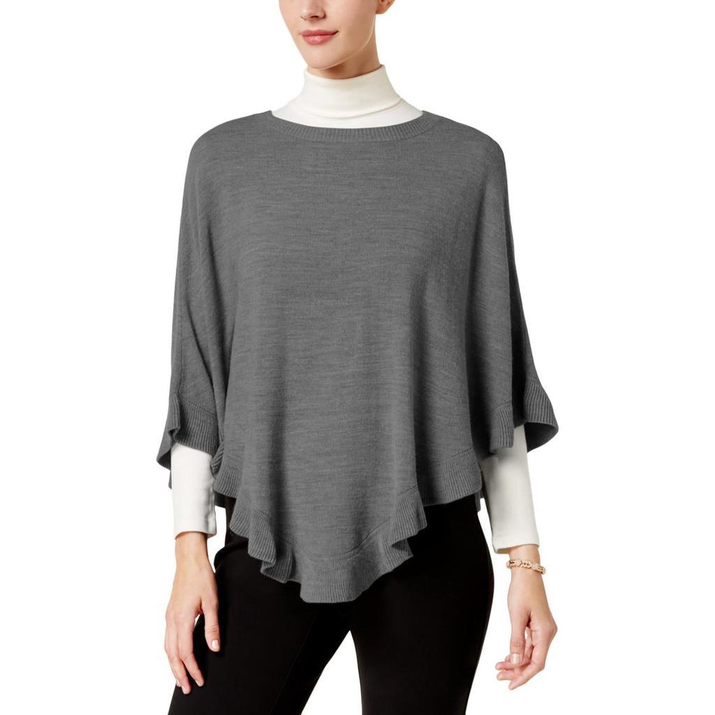 商品Karen Scott|Karen Scott Womens Ruffled Poncho Sleeves Poncho Sweater,价格¥154,第1张图片