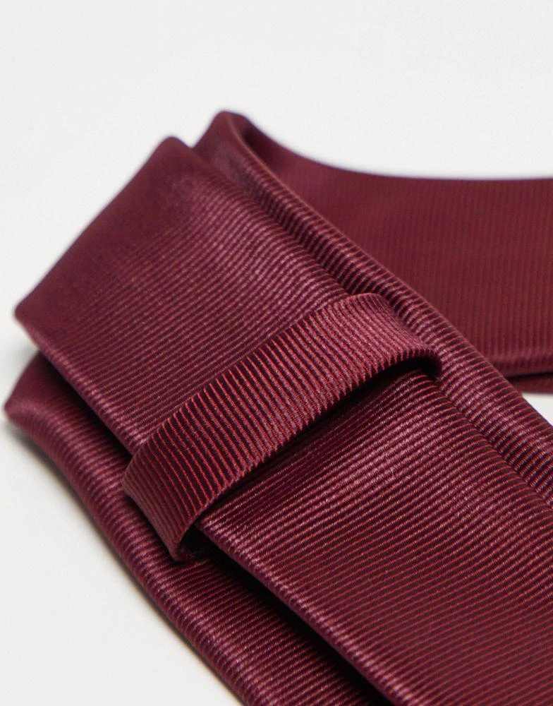 商品ASOS|ASOS DESIGN slim tie in burgundy,价格¥91,第3张图片详细描述
