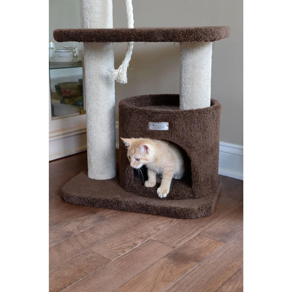 3-Tier Carpeted Real Wood Cat Tree Condo 商品