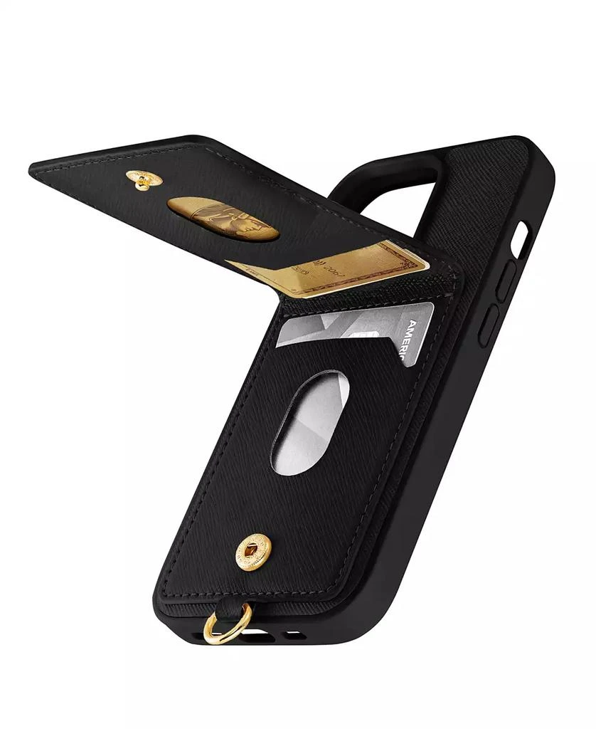 商品Anne Klein|Women's Black Saffiano Leather iPhone 14 Pro Max Case,价格¥205,第4张图片详细描述