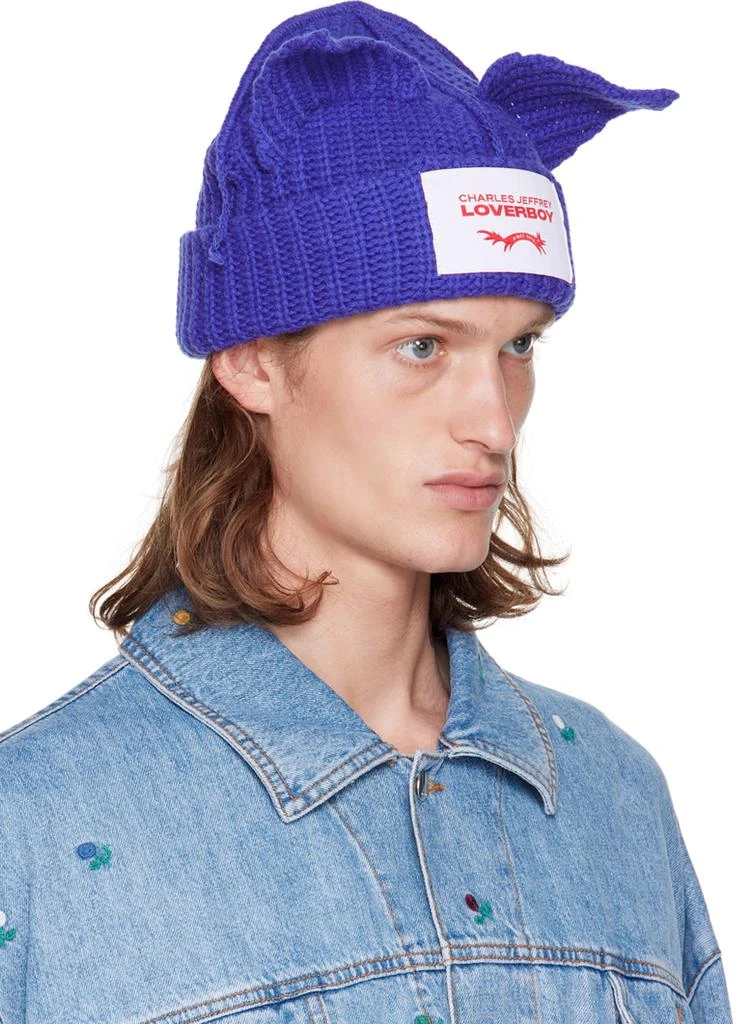 商品Charles Jeffrey Loverboy|Blue Chunky Ears Beanie,价格¥848,第2张图片详细描述