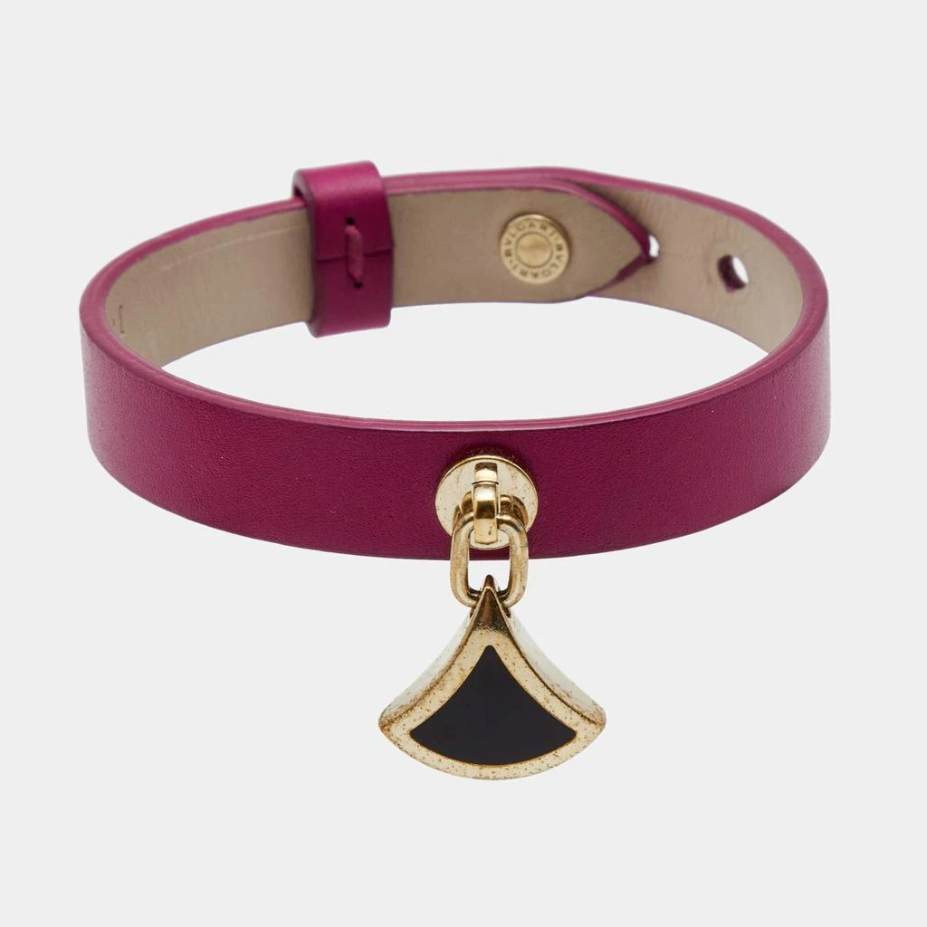 商品[二手商品] BVLGARI|Bvlgari Diva's Dream Pink Leather Enamel Gold Plated Wrap Bracelet,价格¥1270,第1张图片