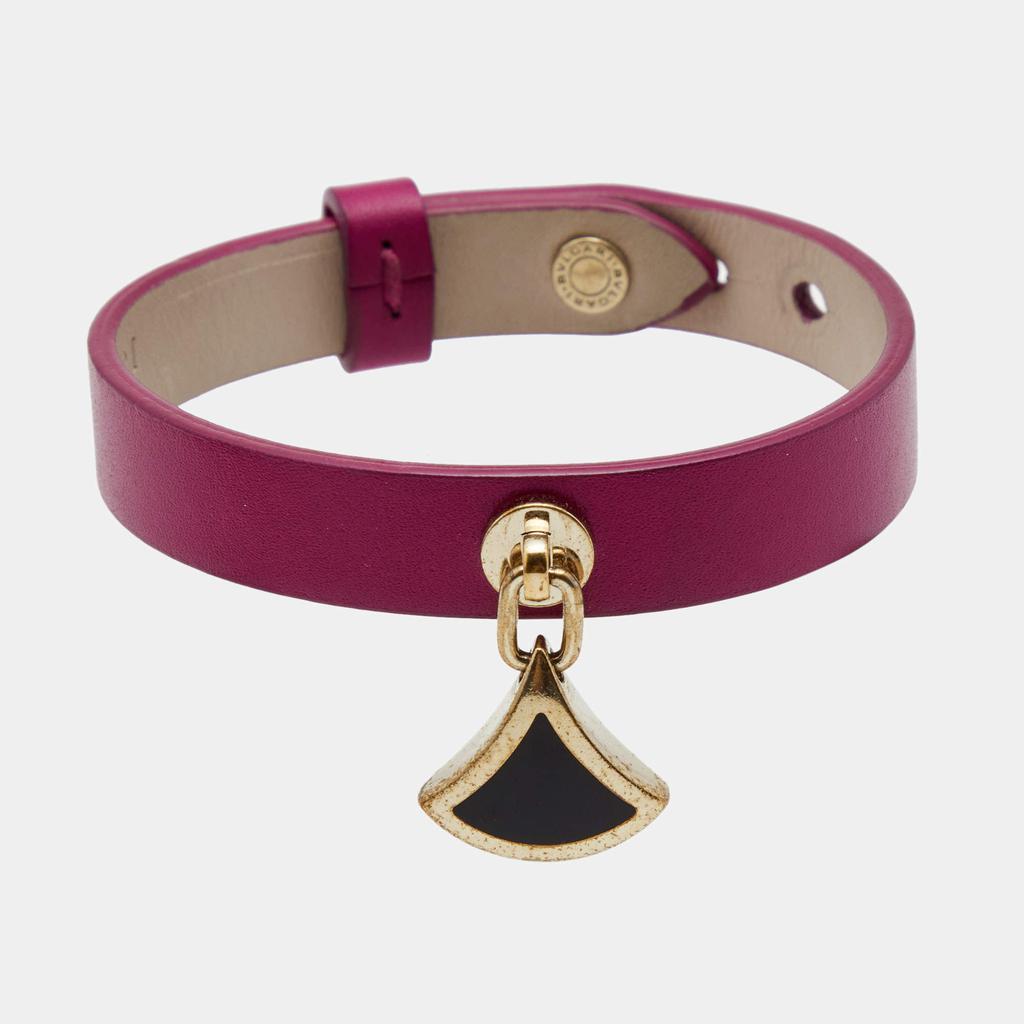 商品[二手商品] BVLGARI|Bvlgari Diva's Dream Pink Leather Enamel Gold Plated Wrap Bracelet,价格¥1410,第1张图片