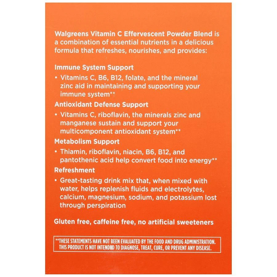 商品Walgreens|Vitamin C Effervescent Powder Blend Packets Orange,价格¥108,第4张图片详细描述