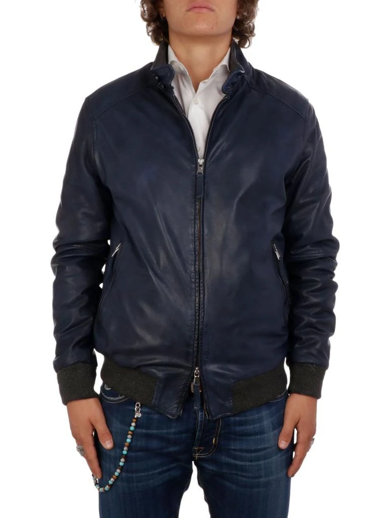 商品THE JACK LEATHERS|The jack leathers men's blue leather outerwear jacket,价格¥4450,第1张图片