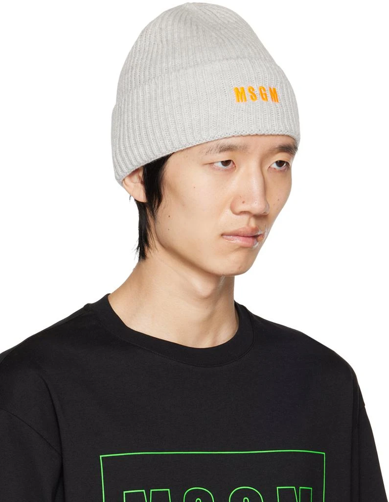 商品MSGM|Gray Embroidered Logo Beanie,价格¥376,第2张图片详细描述
