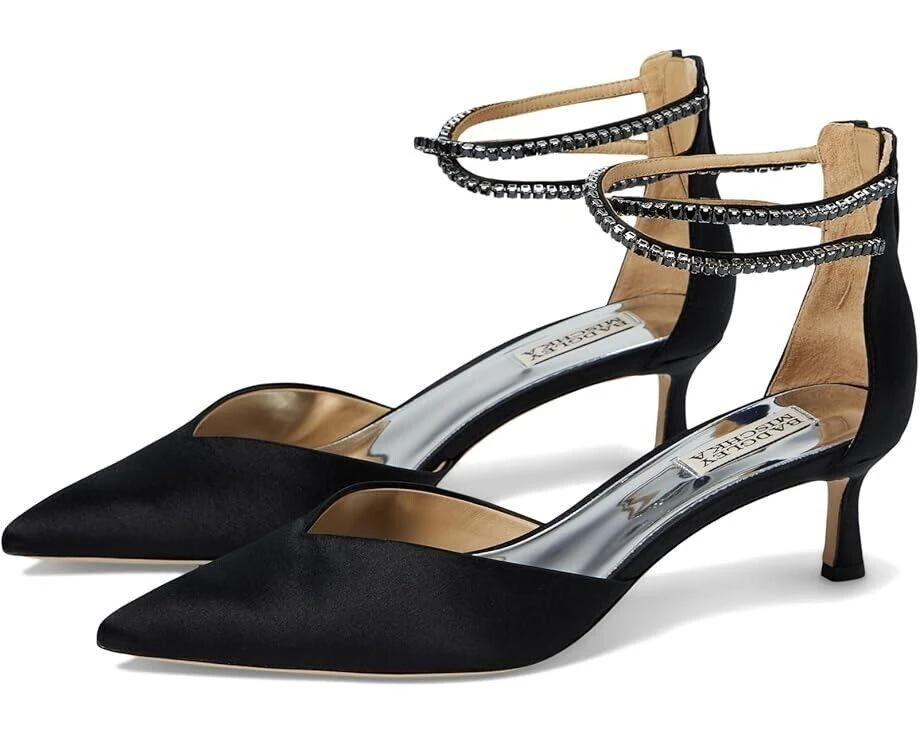 商品Badgley Mischka|Lilibeth Pump Women's US 10 Black Pointed Toe Kitten Heel KHD192,价格¥1240,第1张图片
