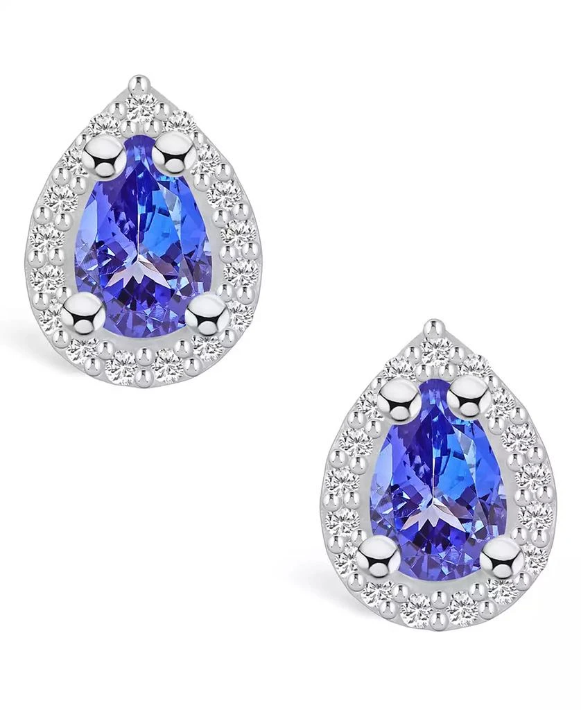 商品Macy's|Tanzanite (3/4 Ct. t.w.) and Diamond (1/6 Ct. t.w.) Halo Stud Earrings,价格¥9021,第3张图片详细描述