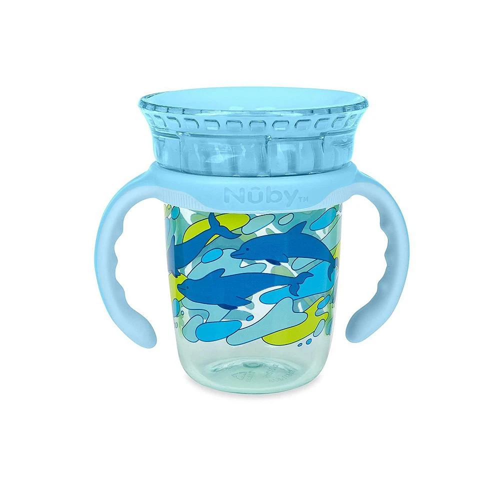 商品Nuby|No-Spill Edge 360 2 Stage Drinking Cup with Removable Handles, Whale,价格¥121,第1张图片
