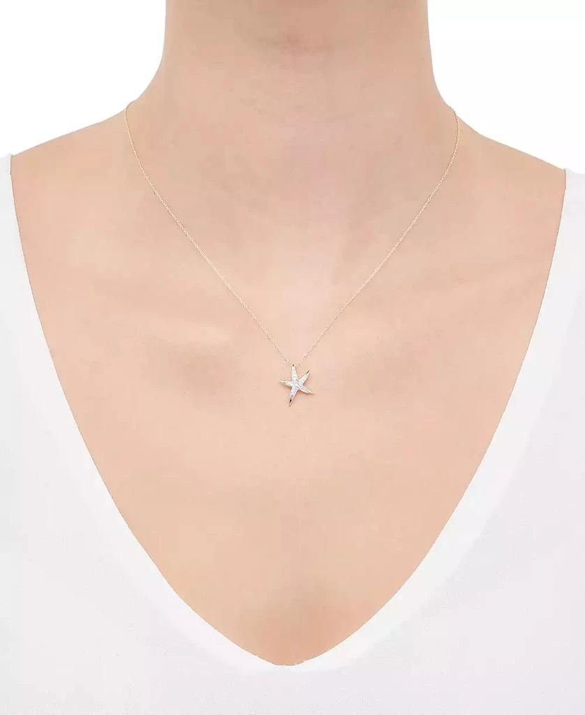 商品Macy's|Diamond Starfish 18" Pendant Necklace (1/10 ct. t.w.) in 10k Gold,价格¥1344,第2张图片详细描述