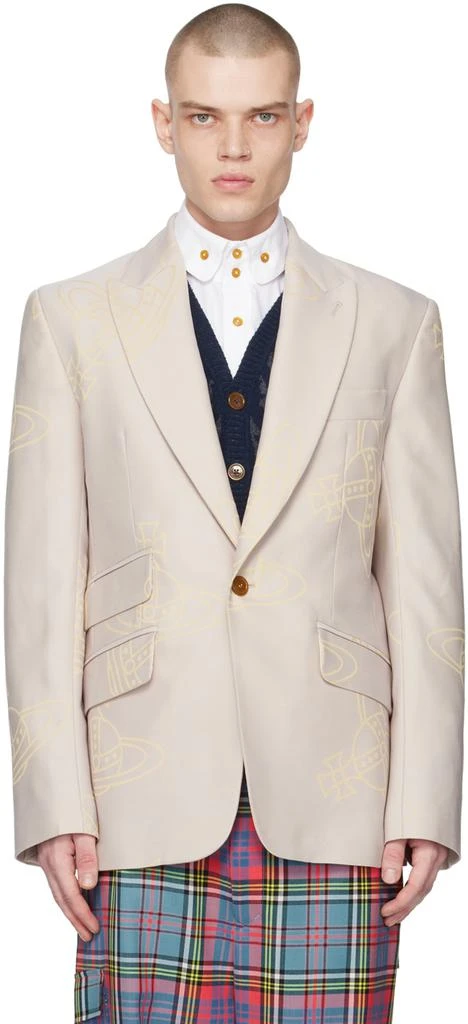 商品Vivienne Westwood|Beige Jacquard Blazer,价格¥5595,第1张图片