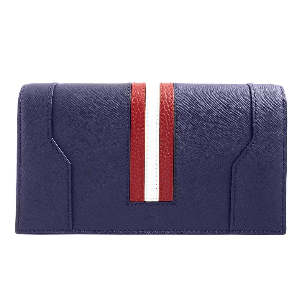 商品Bally|Bally Stafford Navy Leather Stripe Detail Wallet With Strap,价格¥1622,第2张图片详细描述