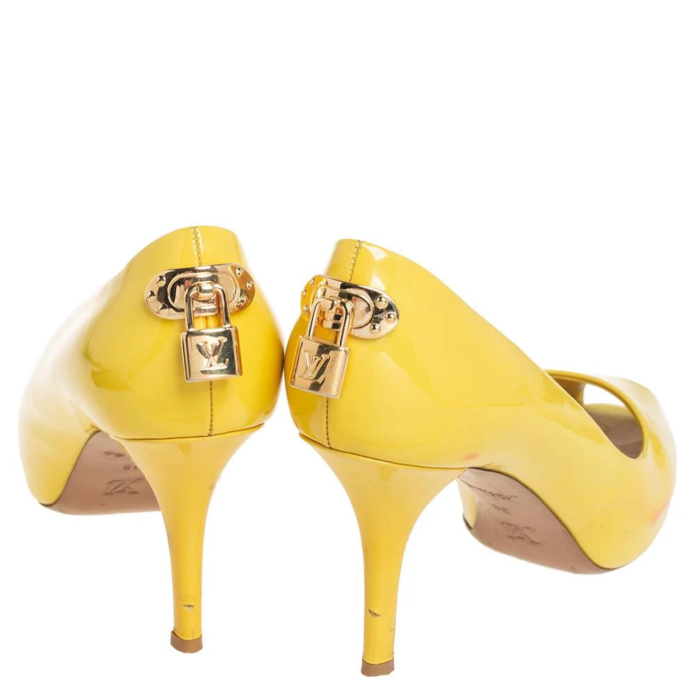 商品[二手商品] Louis Vuitton|Louis Vuitton Yellow Patent Leather Oh Really! Peep Toe Pumps Size 38,价格¥2534,第5张图片详细描述