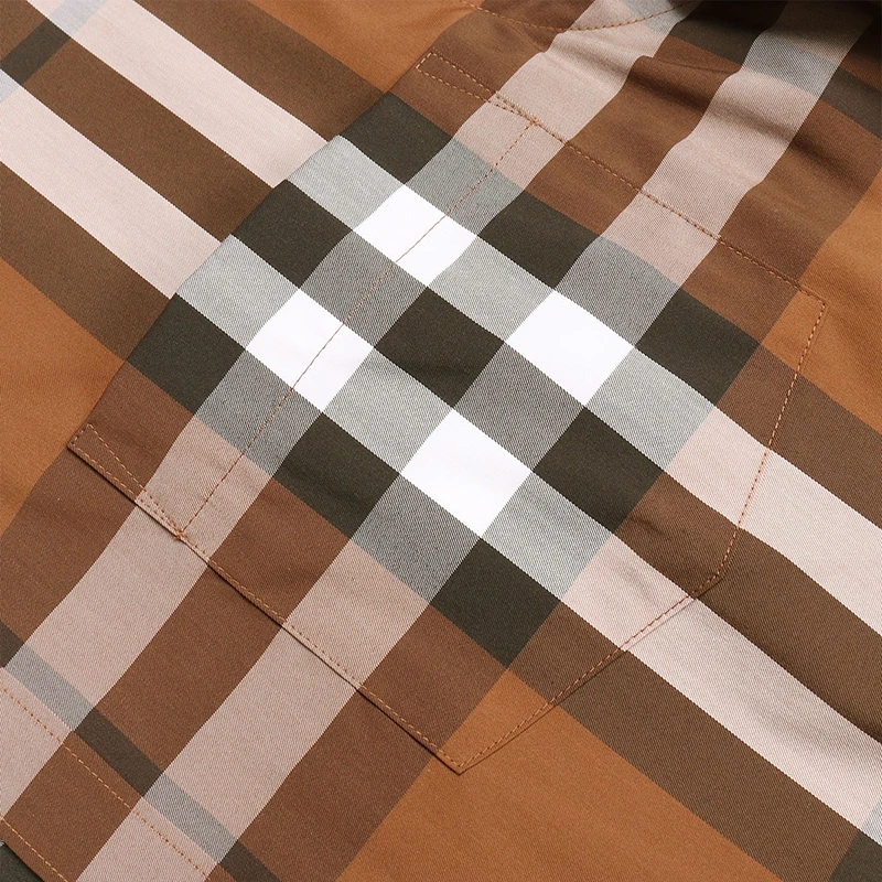 现货BURBERRY/博柏利 男士米色棉质混纺格子休闲长袖衬衫80045351 商品